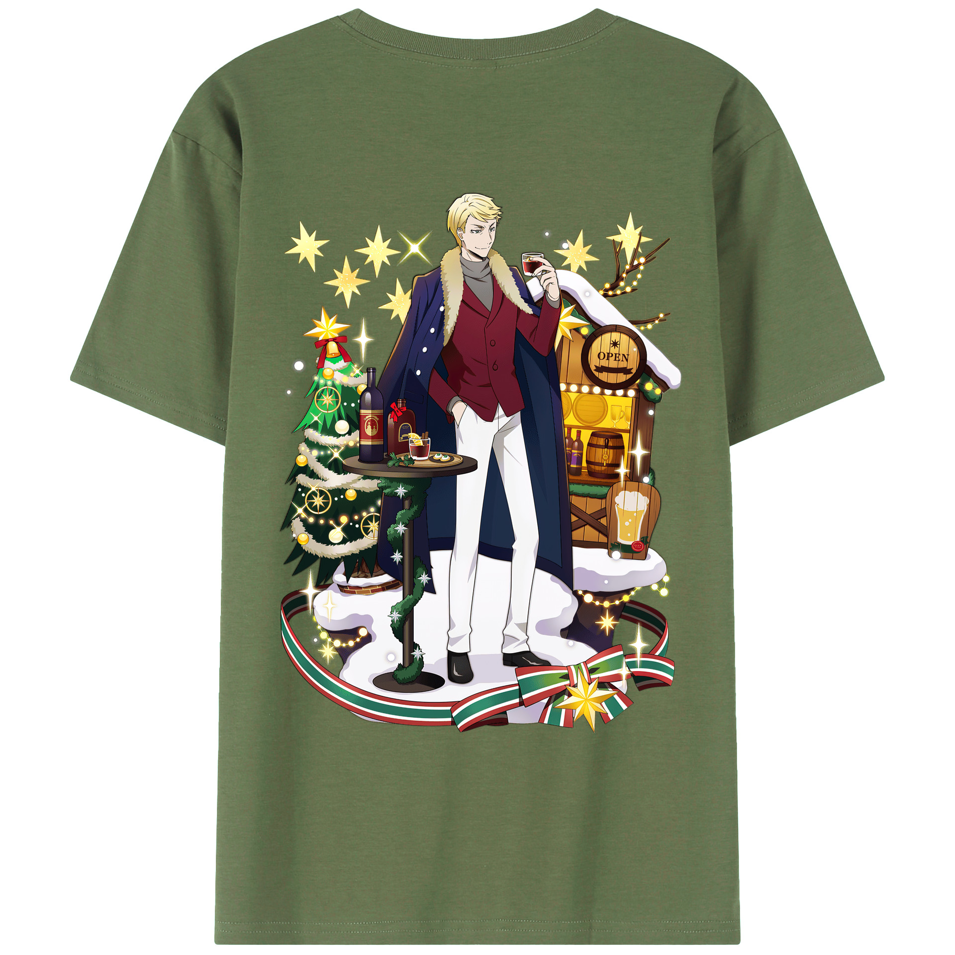 （画像用） 文豪ストレイドッグス Bungo Stray Dogs 綿100％ メンズ半袖Tシャツ（バックプリント） 通気性